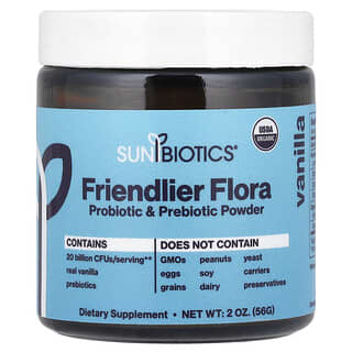 Friendlier Flora Polvo Probiótico y Prebiótico, Vainilla 2 oz (56 g)