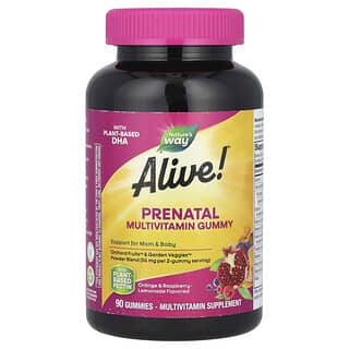 Alive! Prenatal Multivitamínico Gummy, Orange & Raspberry-Lemonade, 90 gummies