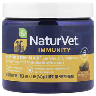 Inmunidad, Mushroom Max® with Reishi, Shiitake, Pavo Tail and Maitake Mushrooms, para Perros y Gatos, Hickory Smoked Tocino, 60 Soft Chews, 8.4 oz (240 g)