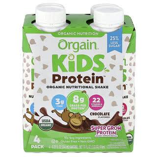 Niños Protein, Orgánico Nutritional Shake, Chocolate, 4 Pack, 8.25 fl oz (244 ml) Cada Una