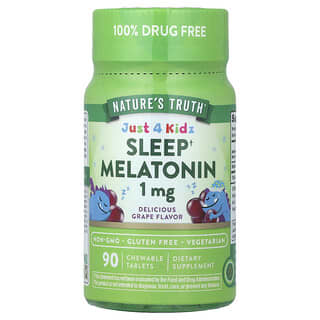 Just 4 Kidz, Sueño Melatonina, Delicious Uva, 1 mg, 90 tabletas masticables