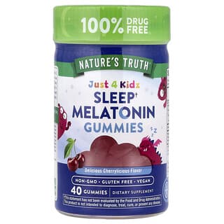 Just 4 Kidz, Sueño Melatonina gomitas, Delicious Cerezalicious, 40 gomitas (1 g per gomita)