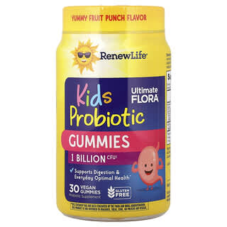 Para Niños Tummy Gummy, Prebiótico And Probióticos, Frambuesa 30 Gomitas