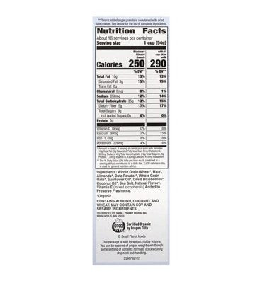 Cereal Orgánico Bluberry Almond Crunch, libre de Azúcar. 963 gr.