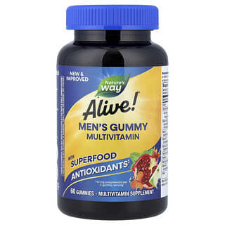 Multivitamínico para Hombre, Alive!, sabor Frutas. 60 gomitas.