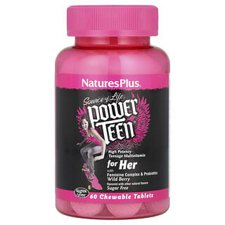 Source of Life, Power Teen para Her, Sugar Free, Wild Berry, 60 tabletas masticables