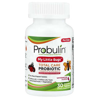 Para Niños, My Little Bugs™, Total Care Probióticos + Prebiótico y Postbiótico, Sandía 30 Tabletaas Masticables