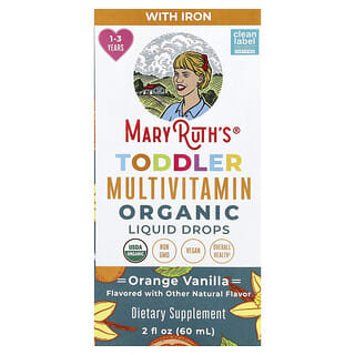 Orgánico Toddler Multivitamínico Gotas Líquidas con Hierro, 1-3 Años, Naranja Vanilla, 2 fl oz (60 ml)