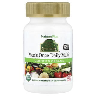 Multivitamínico para Hombre, orgánico, sin hierro, Source of Life Garden, 1 al día, vegano. 30 V-tabs.