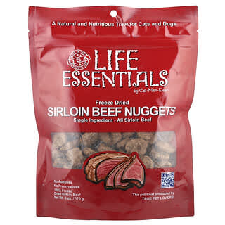 Life Essentials, Freeze Dried Sirloin Res Nuggets, para Gatos and Dogs, 6 oz (170 g)