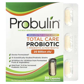 Total Care Probióticos, 20 Billion CFU 30 Cápsulas
