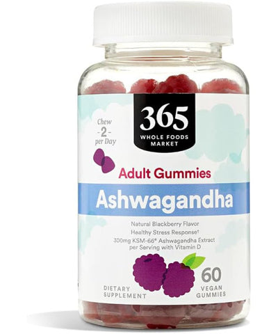 365 by Whole Foods Market, Gomitas Ashwagandha sabor Moras. 60 gomitas