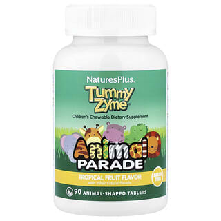 Animal Parade, Tummy Zyme, Tropical Fruit, 90 Animal-Shaped tabs