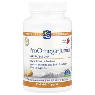 ProOmega Junior, edades 5+, Fresa, 90 softgels (340 mg per Softgel)