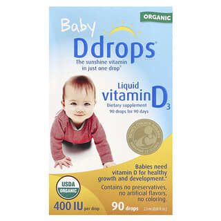 Vitamina D3, para Bebés, orgánica, líquida, 10 mcg (400 IU). 2.5 ml.