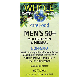 Multivitamínico y Minerales para Hombre 50+, de alimentos integrales, Whole Earth & Sea. 60 tabs.