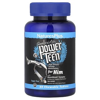 Source de Life, Power Teen para Him, sin Azúcar, Wild Berry, 60 Tabs Masticables