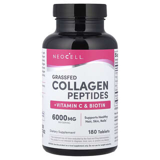 Grassfed Collagen Peptides + Vitamina C & Biotin, 180 tabs