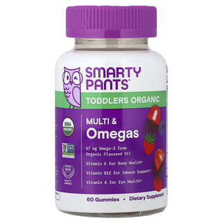 Toddlers Orgánico, Multi y Omegas Gomitas, Cereza y Mixed Berry, 60 Gomitas