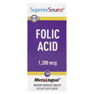 Vitamina B9, Ácido Fólico, 1,200 mcg. 100 tabs.