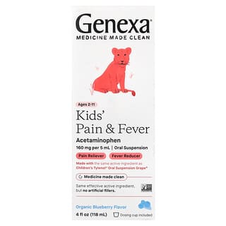 Niños' Pain & Fever, edades 2-11, Organic Blueberry, 160 mg, 4 fl oz (118 ml)