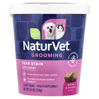 Grooming, Tear Stain with Lutein, para Perros y Gatos, Tocino & Pollo, 70 Soft Chews, 5.4 oz (154 g)