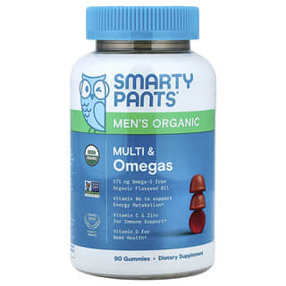 Multivitamínico y Omegas para Hombre, orgánico, sabor Frambuesa, Naranja, y Cereza. 90 gomitas.