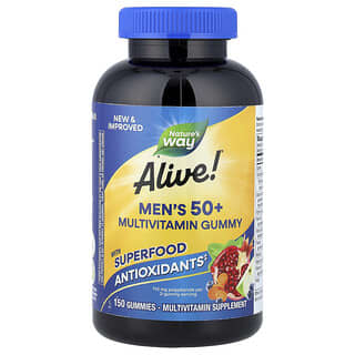 Multivitamínico para Hombre 50+, Alive!, sabor Frutas. 150 gomitas.