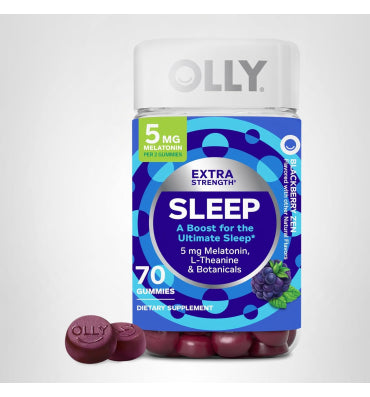 OLLY, Extra Strength Sleep, soporte descanso nocturno 5, sabor Zarzamora. 50, 70 y 90 gomitas