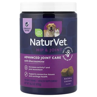 Hip & Joint, Advanced Joint Care with Glucosamine, para Perros y Gatos, Tocino & Pollo, 180 Soft Chews, 15.2 oz (432 g)