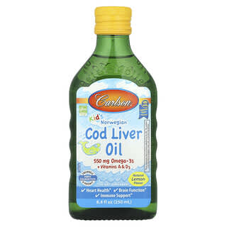 Niños, Norwegian Cod Liver Oil, Natural Limón, 8.4 fl oz (250 ml)