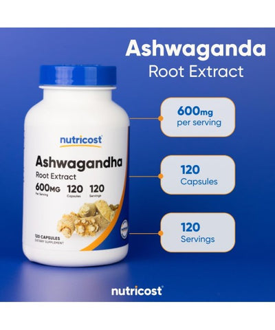 Nutricost, Extracto de Raíz de Ashwagandha. 30 y 120 caps