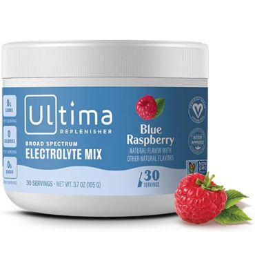 Ultima Replenisher, Mezcla de Electrolitos sin azúcar, sin calorías, sabor Frambuesa Azul. 3 opc