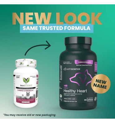 VetriScience, Omega Healthy Heart (Cardio Strength) para perros y gatos, omega 3, taurina, L-carnitina y CoQ10, 90 cápsulas