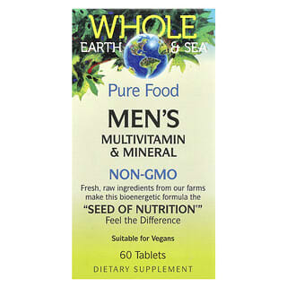 Multivitamínico y Minerales para Hombre, de alimentos integrales, Whole Earth & Sea. 60 tabs.