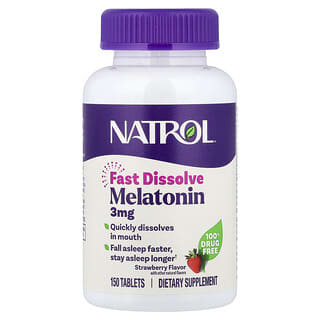Melatonina, Fast Dissolve, Fresa, 3 mg, 150 tabletas
