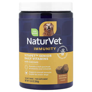 Inmunidad, VitaPet™ Senior Daily Vitamins with Calcium, para Perros, Tocino & Pollo, 120 Soft Chews, 12.6 oz (360 g)