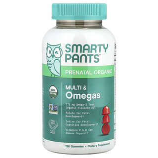 Organic Prenatal Multivitamínico + Omegas, Grape, Blueberry + Mixed Berry, 120 gummies