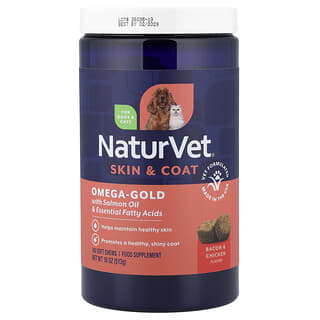 Omega-Gold with Salmón Oil & Essential Fatty Acids, para Perros y Gatos, Tocino & Pollo, 180 Soft Chews, 18 oz (513 g)