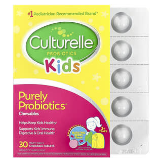 Niños, Purely Probióticos masticables, 3+ años, Bursting Berry, 30 tabletas masticables (25 mg Per tab)