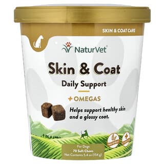 Piel y Pelaje Daily Support + Omegas, para Perros, 70 Soft Chews, 5.4 oz (154 g)