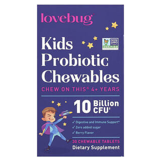 para Niños Probióticos, 4+ Años, FrUrinarioos Rojos, 10 Billones CFU 30 Tabletasas Masticables