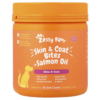 Piel y Pelaje Bites + Salmón Oil, para Perros, All Ages, Salmón, 90 Soft Chews, 11.1 oz (315 g)
