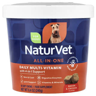 All-In-One, Daily Multi-Vitamin with 4-in-1 Support, para Perros, Tocino & Pollo, 60 Soft Chews, 8.4 oz (240 g)