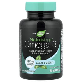 NutraVege, Omega 3, Fresh Mint, 500 mg, 30 softgels