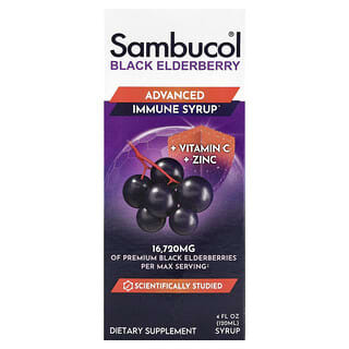 Black Elderberry jarabe, Advanced Inmunidad, Vitamina C + Zinc, 4 fl oz (120 ml)