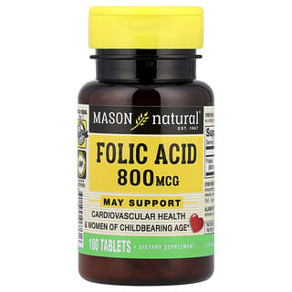 Vitamina B9, Ácido Fólico, 800 mcg. 100 tabs.