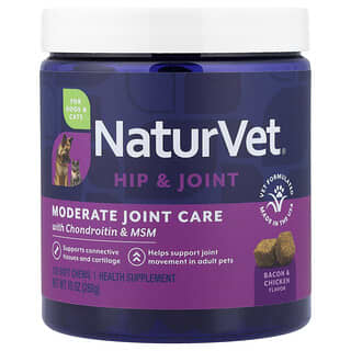Hip & Joint, Moderate Joint Care with Chondroitin & MSM, para Perros y Gatos, Tocino & Pollo, 120 Soft Chews, 10 oz (288 g)