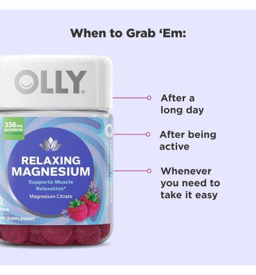 OLLY, Citrato de Magnesio sabor Frambuesa Lavanda. 60 gomitas