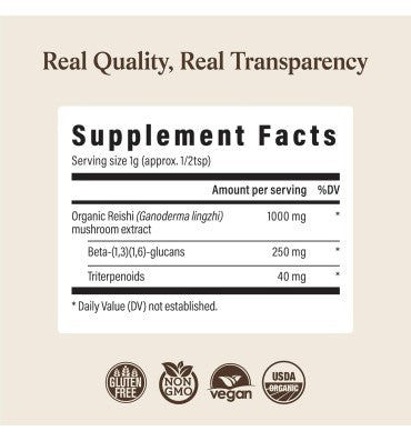 "Longevity"; Extracto de Hongo Reishi Orgánico . 45 gr